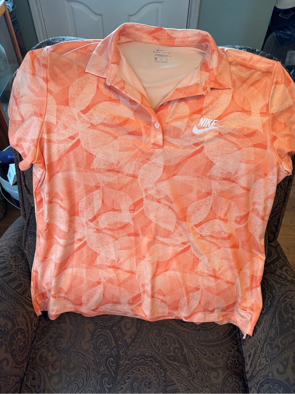 Nike Men’s Coral Leaf-Print Polo Shirt